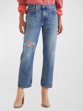ETICA Distressed Mid-Rise Straight Rhea Jeans Cropped Comfortable Size 29